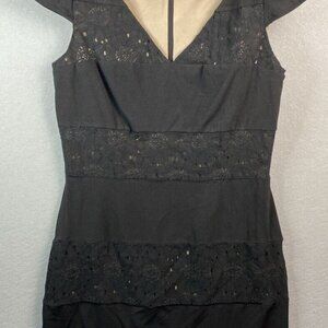 Marc New York Dress Women Size M Embroidered Eyelet Sleeveless Sheath Goth Witch